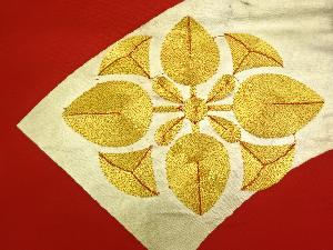 アンティーク　金駒刺繍地紙に抽象花模様名古屋帯